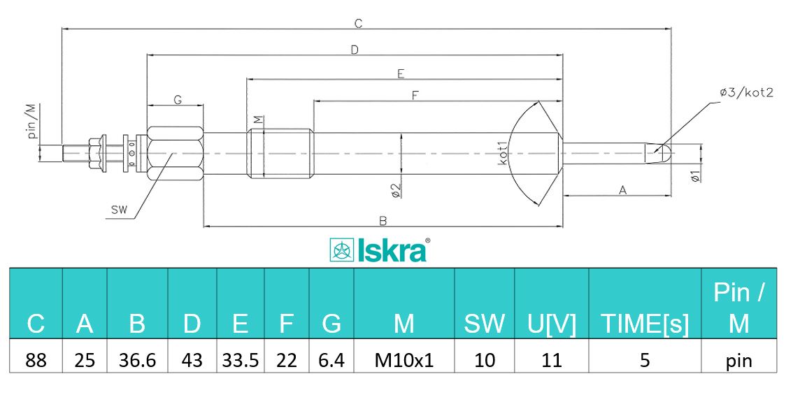 СВЕЧА НАКАЛИВАНИЯ ISKRA 11721825