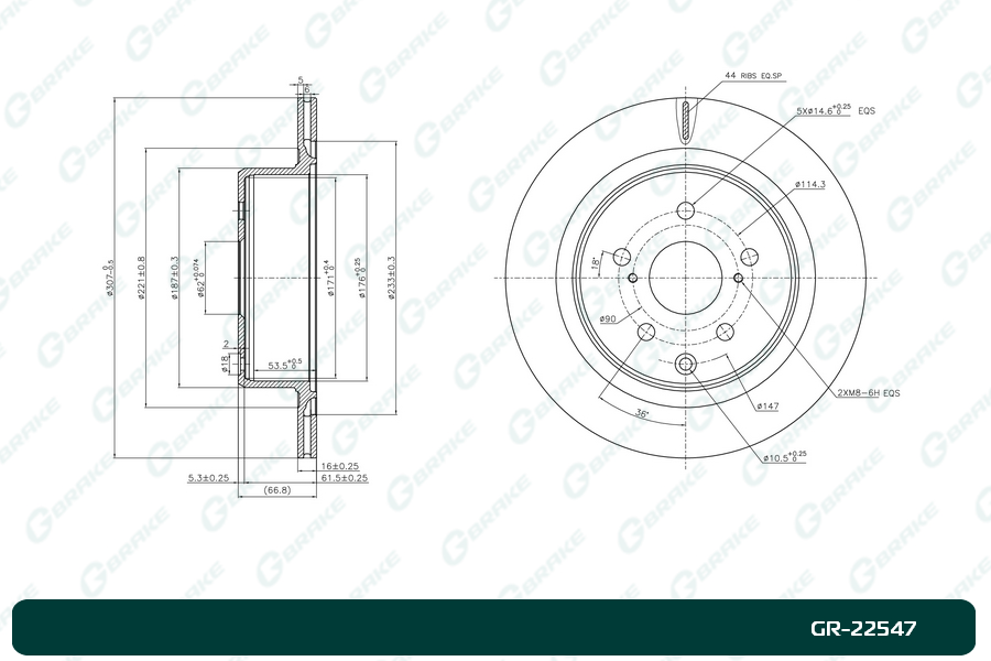 ДИСК ТОРМОЗНОЙ G-BRAKE GR22547