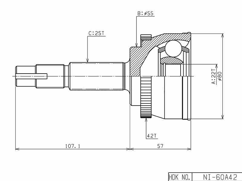 ШРУС ВНЕШНИЙ (НАРУЖНИЙ) HDK NI060A42
