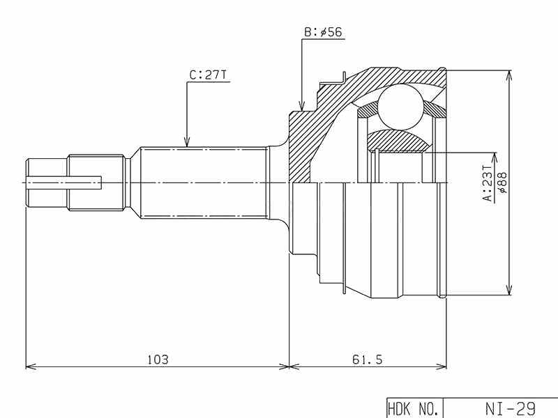 ШРУС ВНЕШНИЙ (НАРУЖНИЙ) HDK NI029