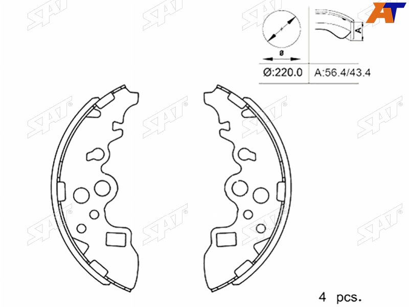 КОЛОДКИ РУЧНОГО ТОРМОЗА SAT STS4YP2638ZA