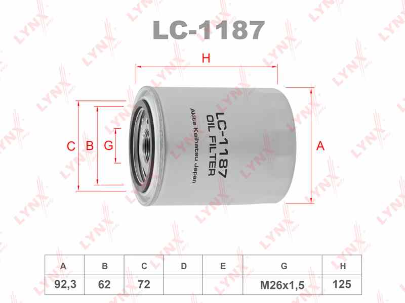 ФИЛЬТР МАСЛЯНЫЙ LYNXauto LC1187