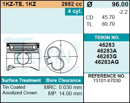 ПОРШЕНЬ ДВС TEIKIN 46283050