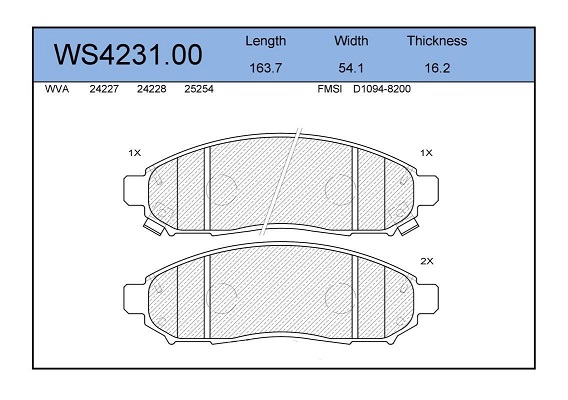 КОЛОДКИ ТОРМОЗНЫЕ ДИСКОВЫЕ JEENICE WS423100