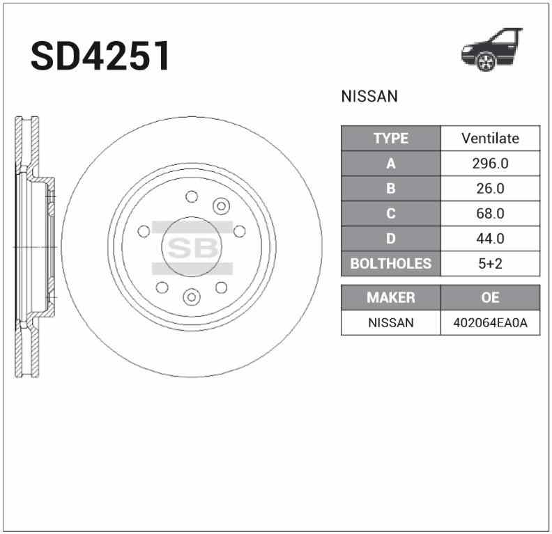 ДИСК ТОРМОЗНОЙ SANGSIN BRAKE SD4251