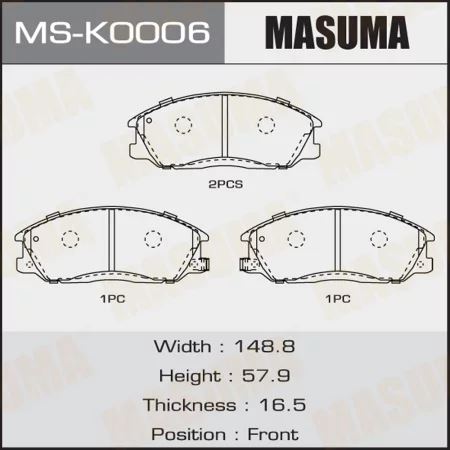 КОЛОДКИ ТОРМОЗНЫЕ ДИСКОВЫЕ MASUMA MSK0006