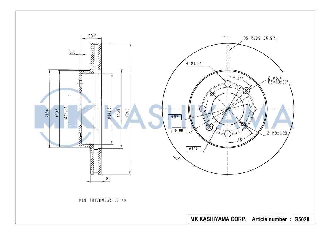 ДИСК ТОРМОЗНОЙ KASHIYAMA G5028