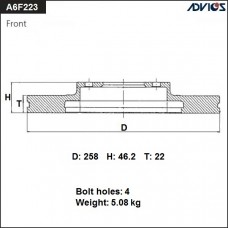 ДИСК ТОРМОЗНОЙ ADVICS A6F423B