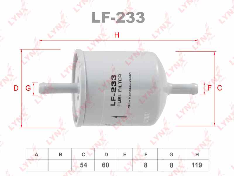 ФИЛЬТР ТОПЛИВНЫЙ LYNXauto LF233