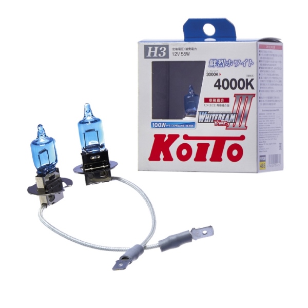 ЛАМПА ГАЛЛОГЕНОВАЯ KOITO P0752W H3 12V 55Вт. Галлогеная Pk22s WHITE (БЕЛЫЙ)