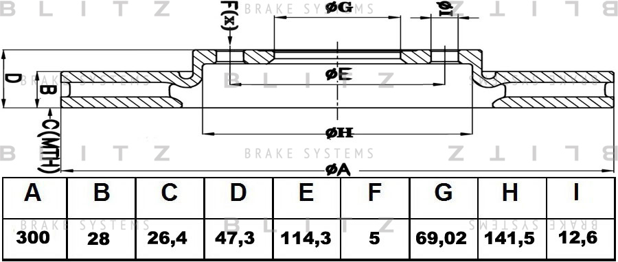 ДИСК ТОРМОЗНОЙ Blitz BS0303
