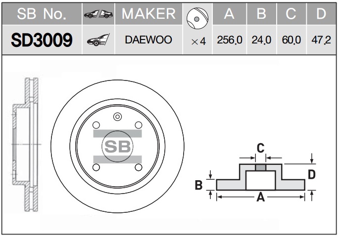 ДИСК ТОРМОЗНОЙ SANGSIN BRAKE SD3009
